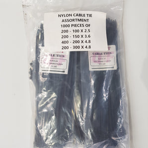 Cable Ties Black UV 1000pc assorted sizes