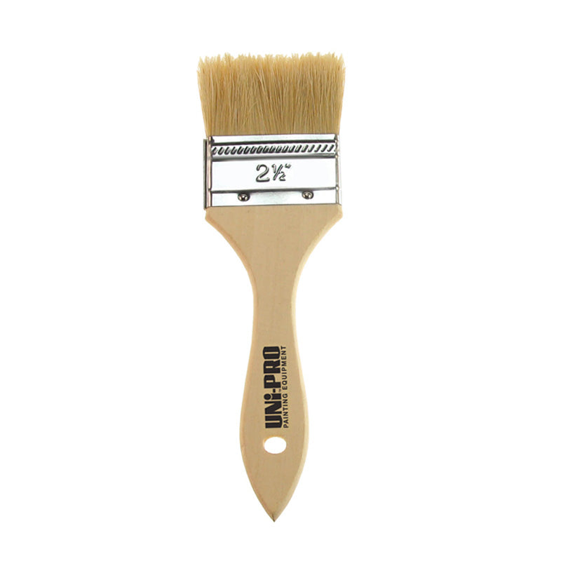 Unipro flat unpainted natural bristle chip brushes in 63mm