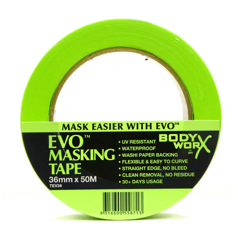 Bodyworx evo green masking tape 36mm