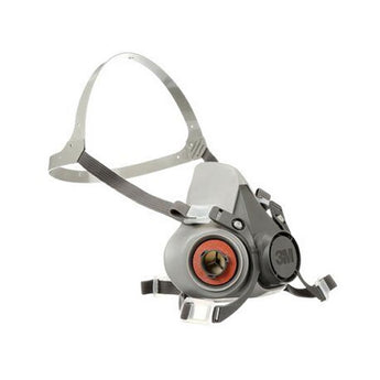 3M 6000 Half Face Respirator - Mask only, featuring a gray body with a black front panel and straps.