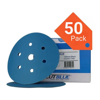 Revcut Blue 150mm 7 hole sanding discs - pack of 50