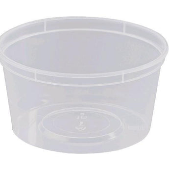 Clear round plastic (PP) container reusable 440ml
