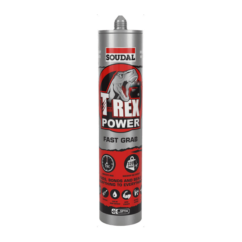 Soudal T-Rex Power Fast Grab adhesive and sealant cartridge grey